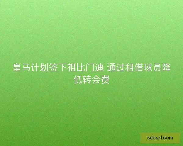 皇马计划签下祖比门迪 通过租借球员降低转会费