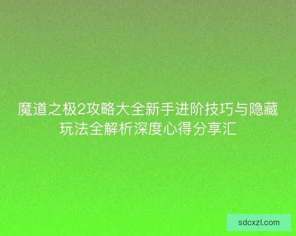 魔道之极2攻略大全新手进阶技巧与隐藏玩法全解析深度心得分享汇